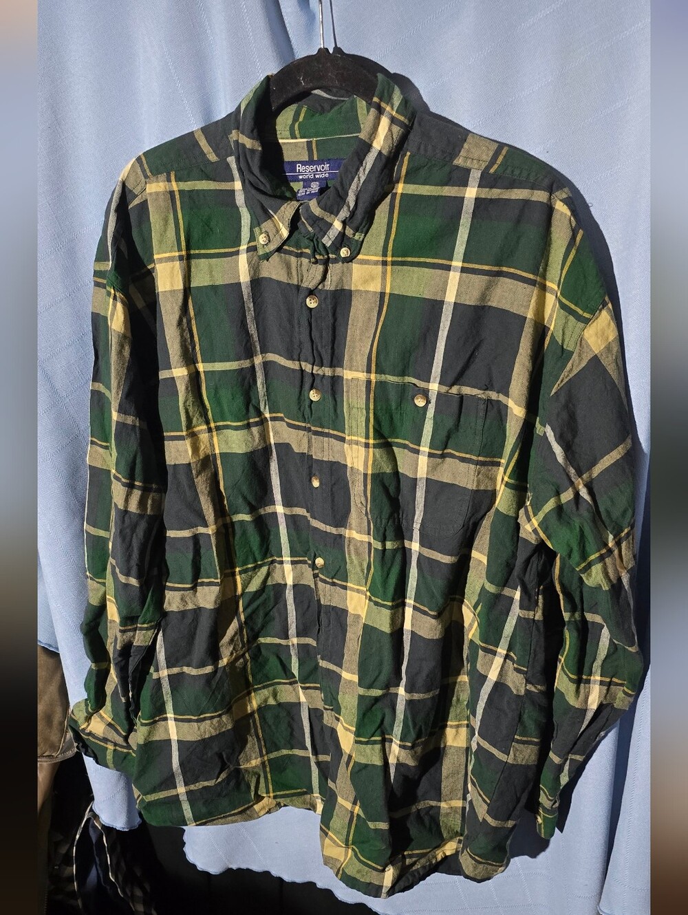 Reservoir Plaid Button-Down Shirt in Green and Black